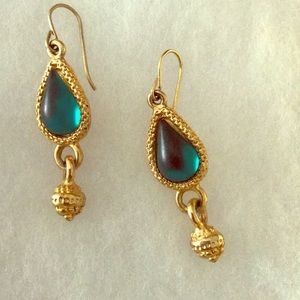 Green and Gold Glamorous drop earrings